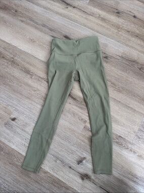 Athleta Ribbed High-Waist Leggings in Olive Green